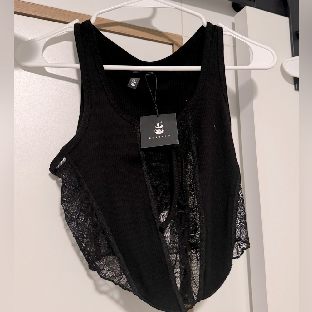 black lace tank top from garage! - brand new w/ tag